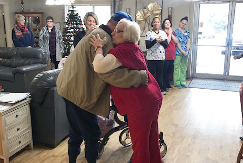 Resident saying farewell after discharge
