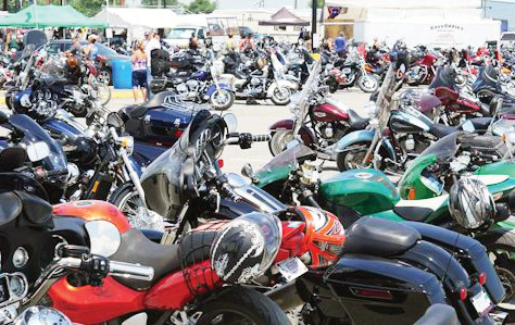 Motorcycles parked during Bike Rally